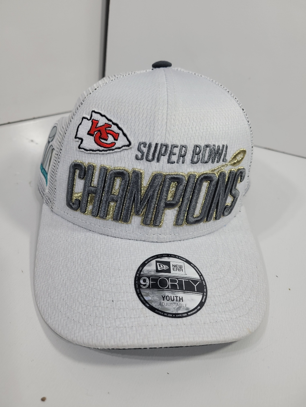 Kansas City Chiefs New Era 9FORTY Super Bowl LIV Champions Youth Hat White